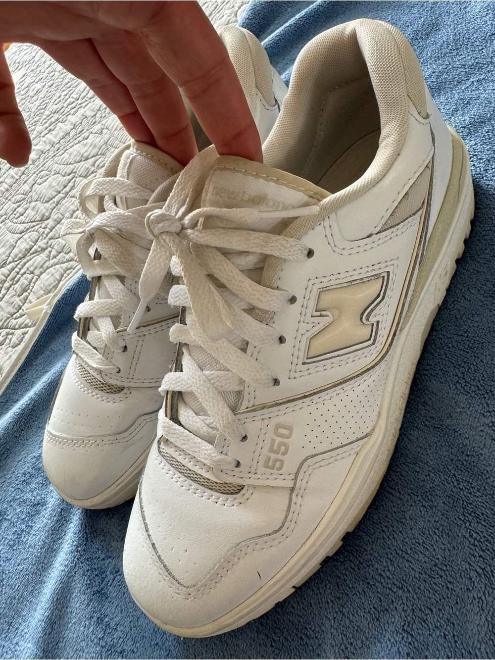 New Balance 550 Off-White & Tan Low-Top Sneakers